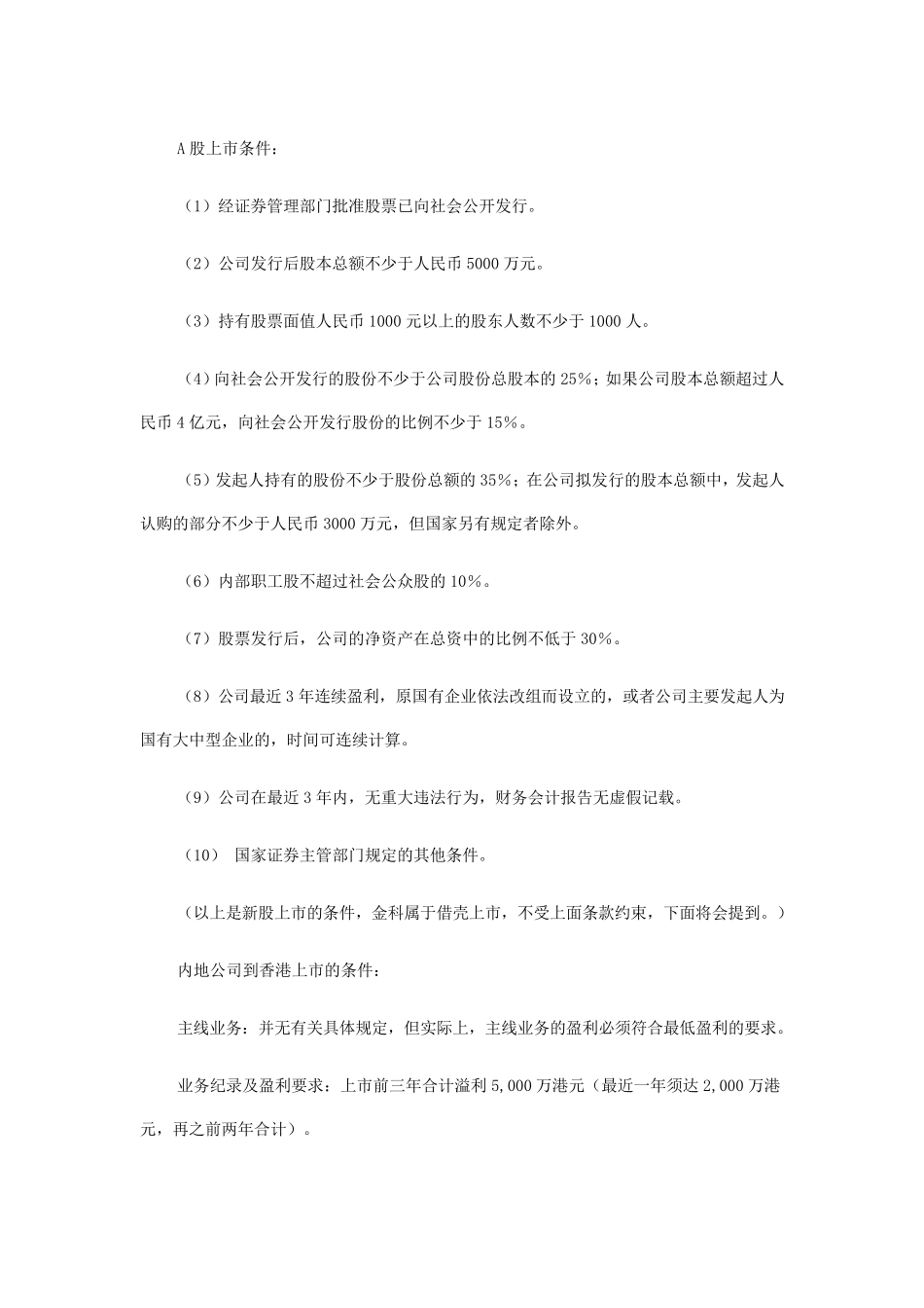 A股上市基本条件_第1页