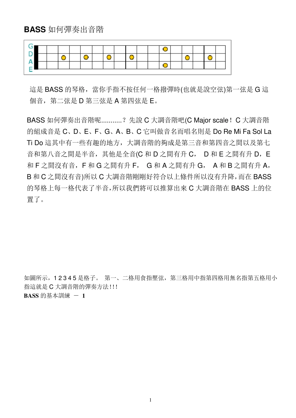 BASS如何弹奏出音阶_第1页
