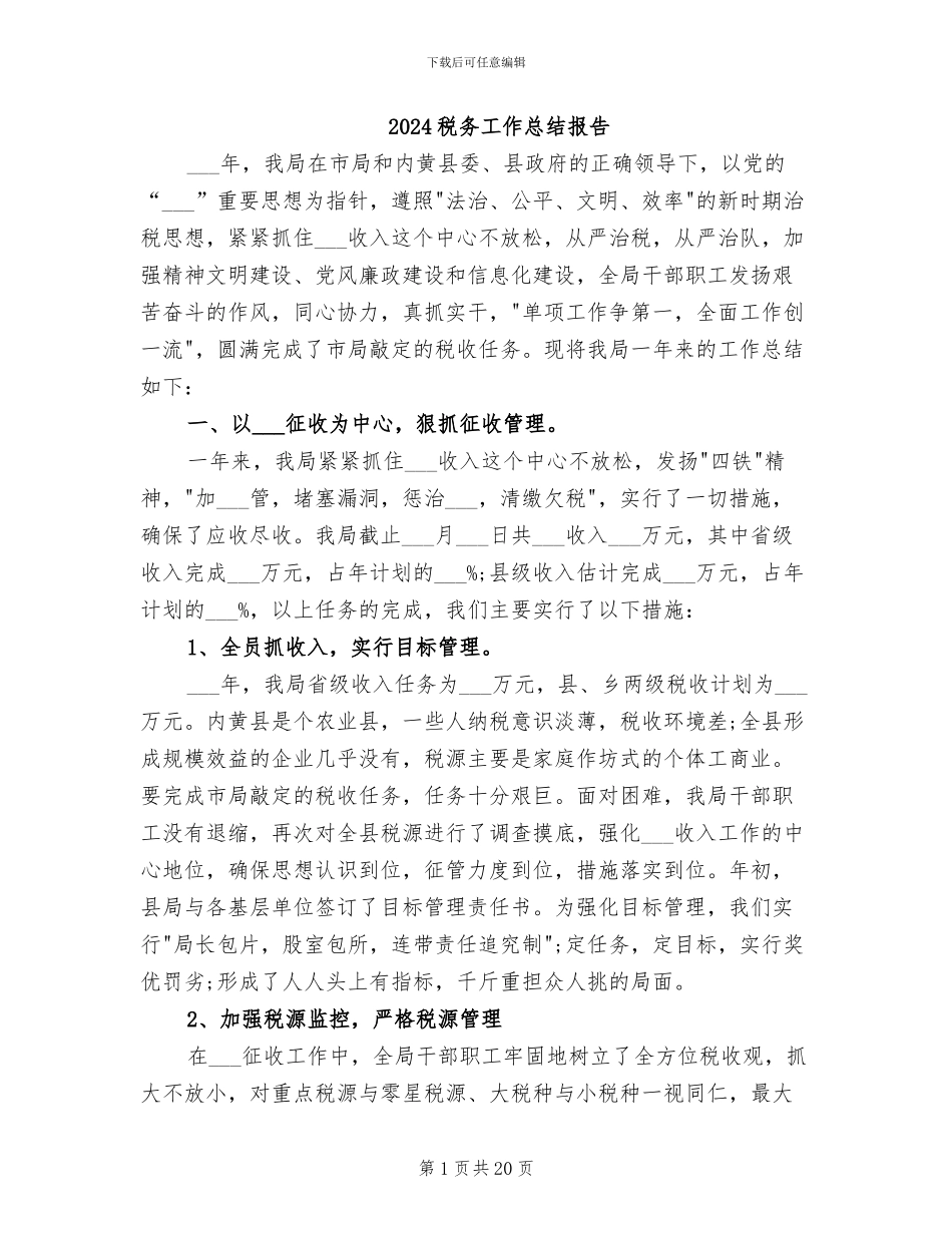 2024税务工作总结报告_第1页