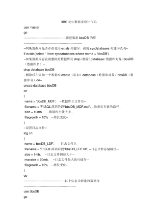 BBS论坛数据库设计代码