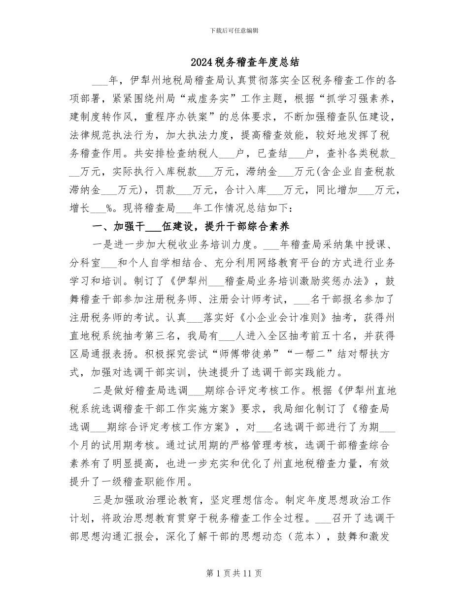 2024税务稽查年度总结_第1页