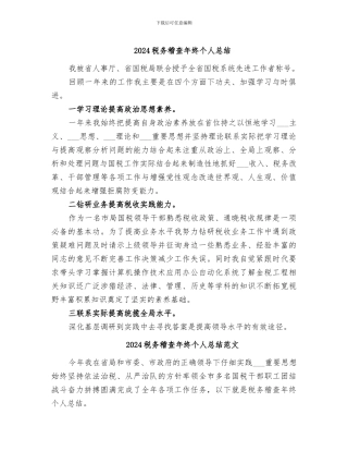 2024税务稽查年终个人总结
