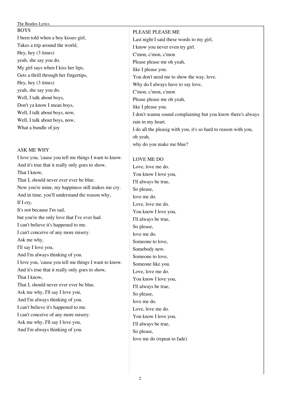 Beatles歌词排版_第2页