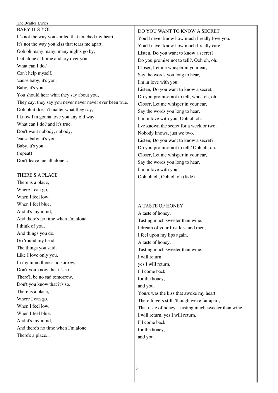 Beatles歌词排版_第3页