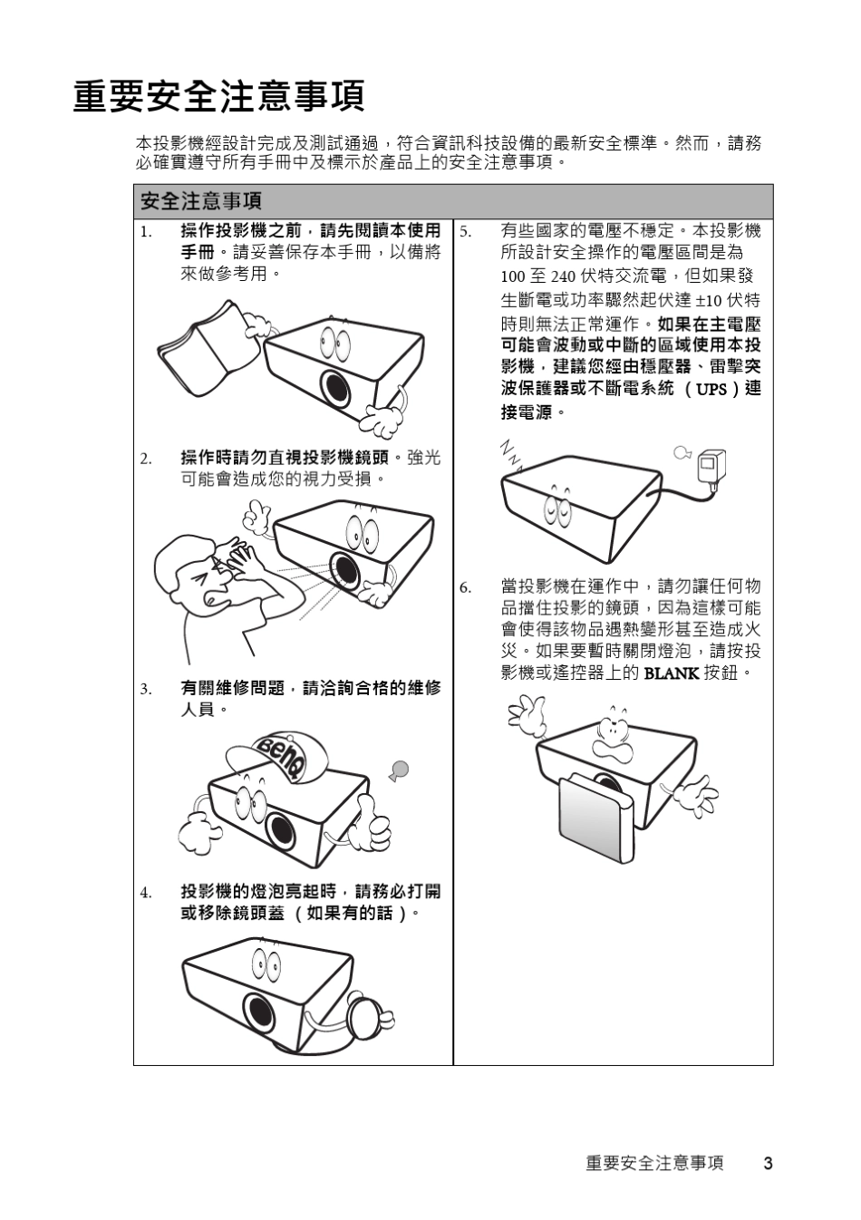 BenQ投影机ms500使用说明书_第3页