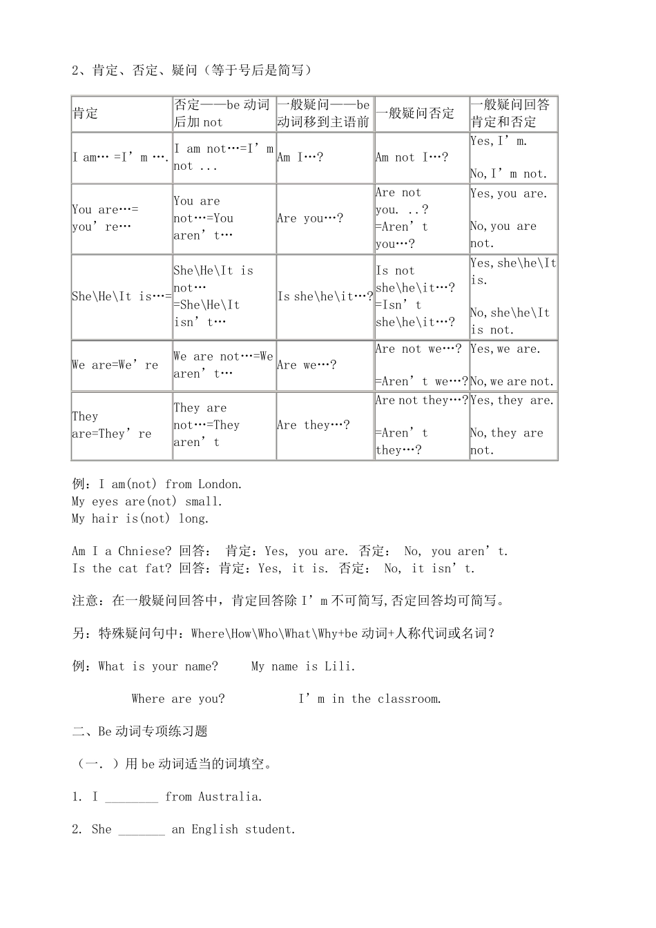 Be动词的用法总结及专项练习_第2页