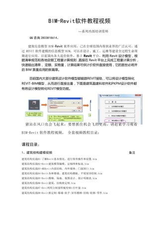 BIMRevit软件教程视频