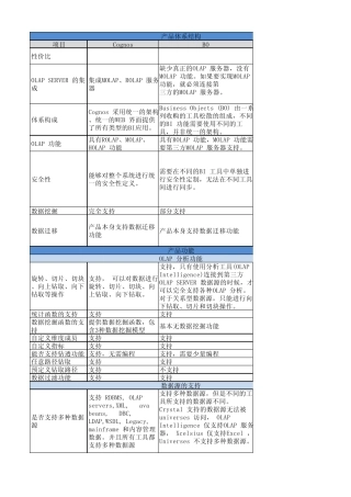 BI工具选型对比CognosBOIBI