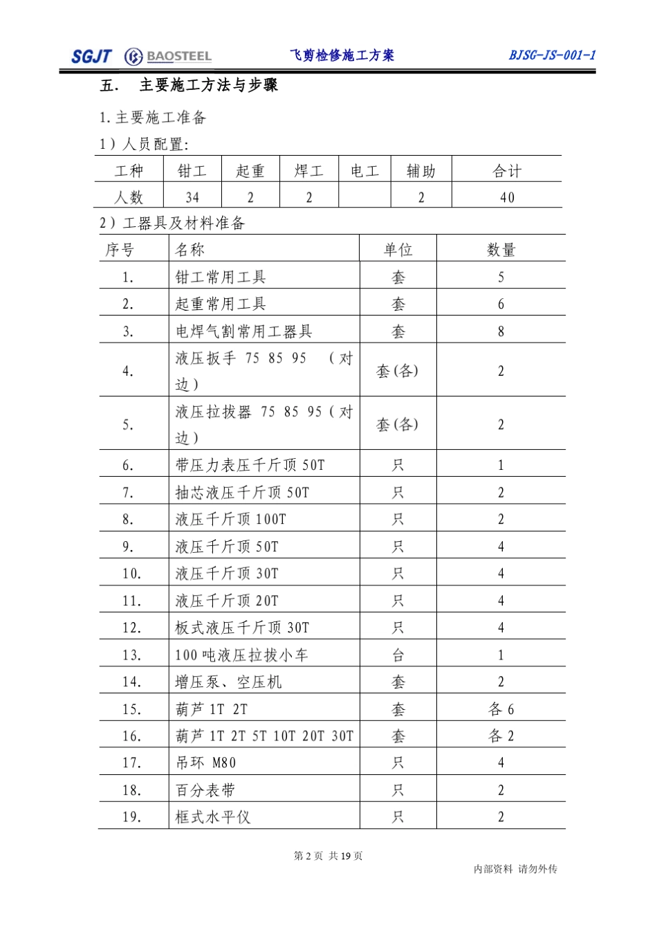 BJSGJS0011首钢京唐2250热轧飞剪检修施工方案(修改稿)2_第3页