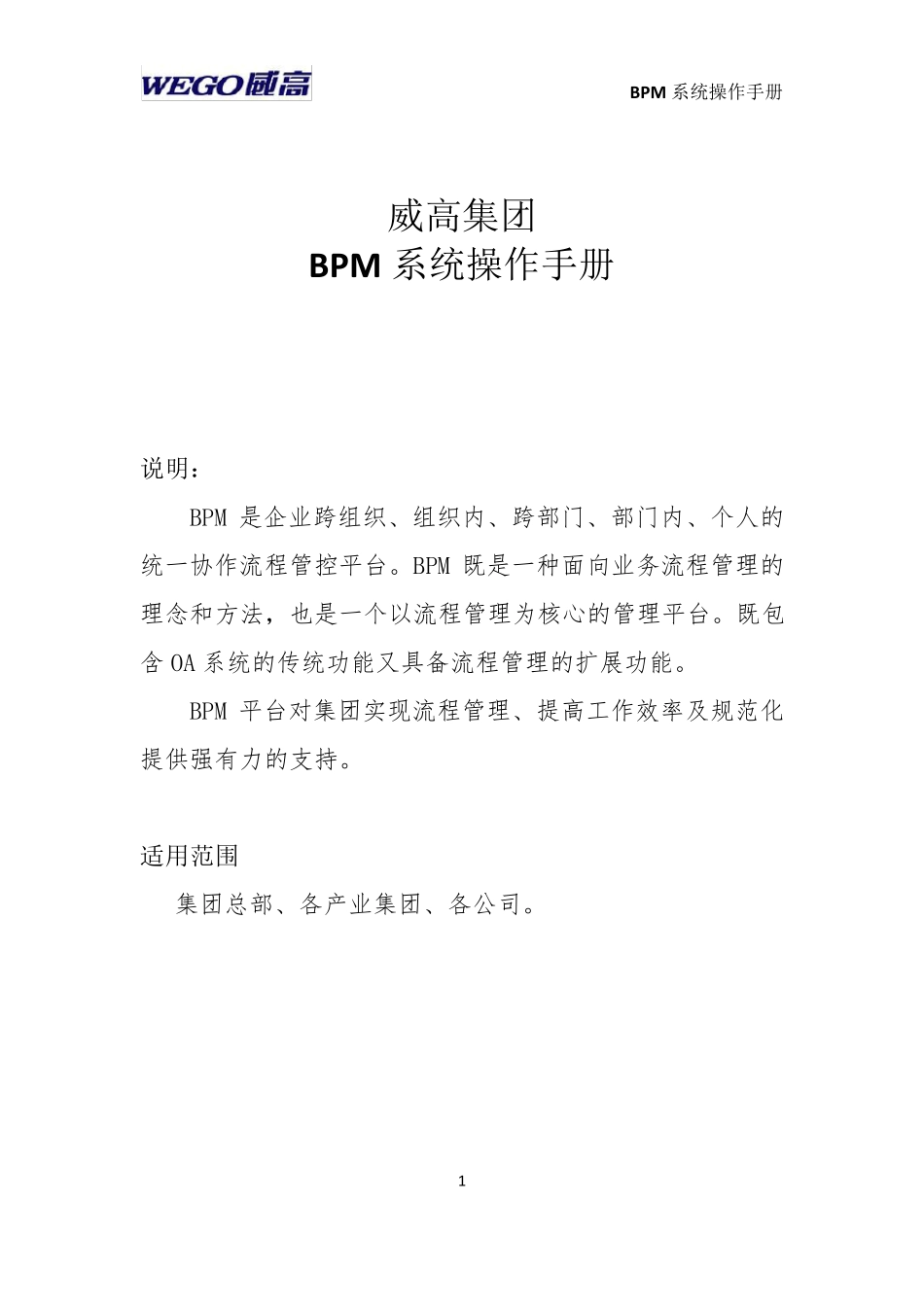 BPM系统_操作手册_第1页