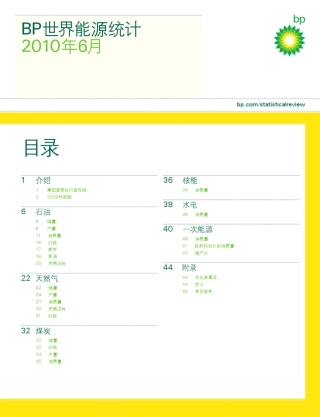 BP世界能源统计年鉴2010