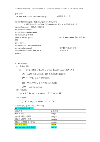 BP神经网络matlab实例(简单而经典)