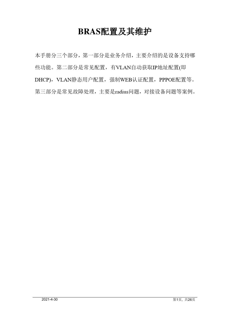 BRAS配置及其维护_第1页