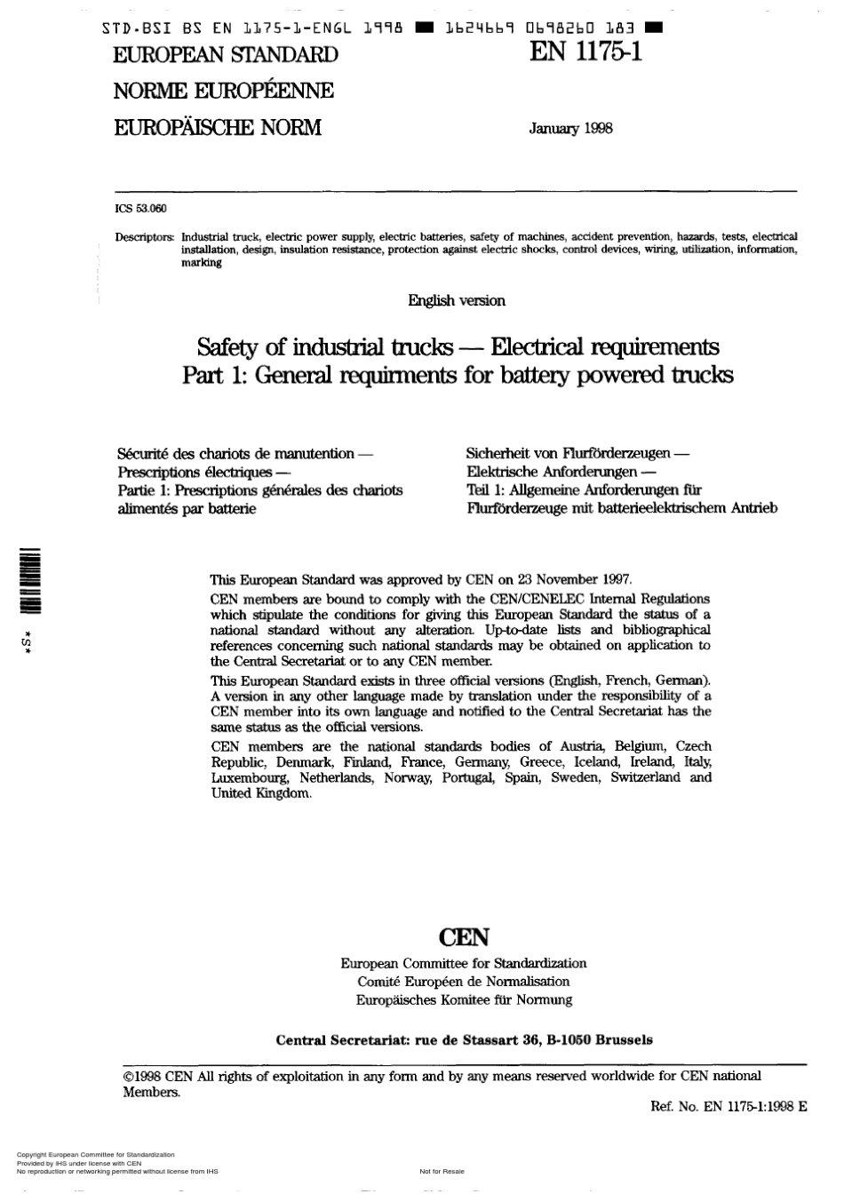 BSEN117511998工业货车安全电气要求第1部分：电池驱动货车的一般要求_第3页