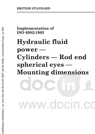 BSISO69821992液压传动.液压缸.活塞杆端球面环孔.装配尺寸