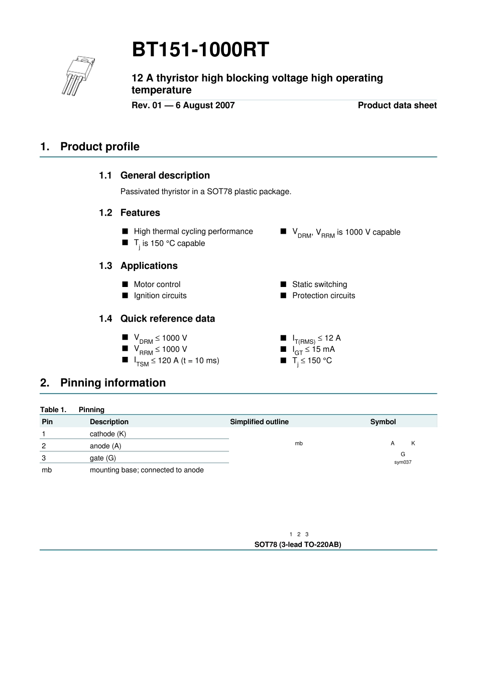 BT1511000RT高阻断电压单相可控硅_第1页