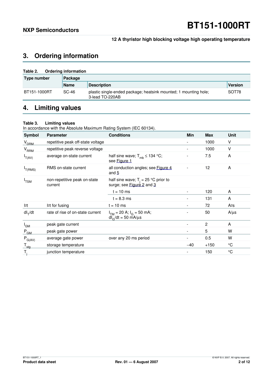 BT1511000RT高阻断电压单相可控硅_第2页