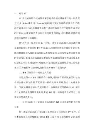 BT项目账务处理