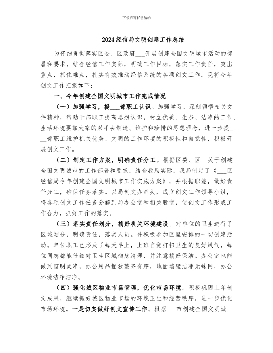 2024经信局文明创建工作总结_第1页