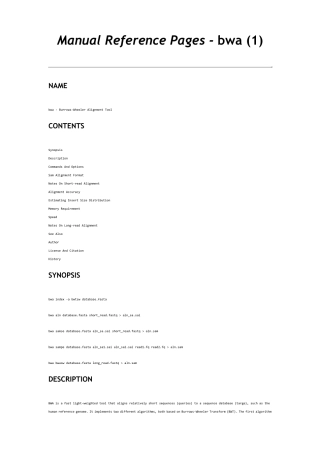 BWA比对软件说明书