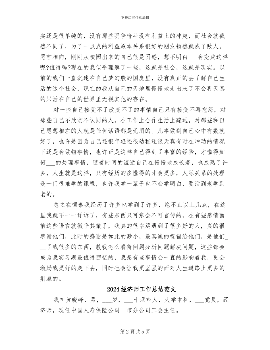 2024经济师工作总结报告_第2页