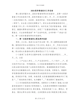 2024经济普查技术工作总结