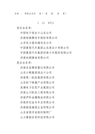 B两类企业共91家(A类17家