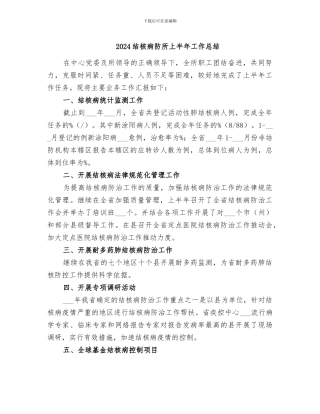 2024结核病防所上半年工作总结