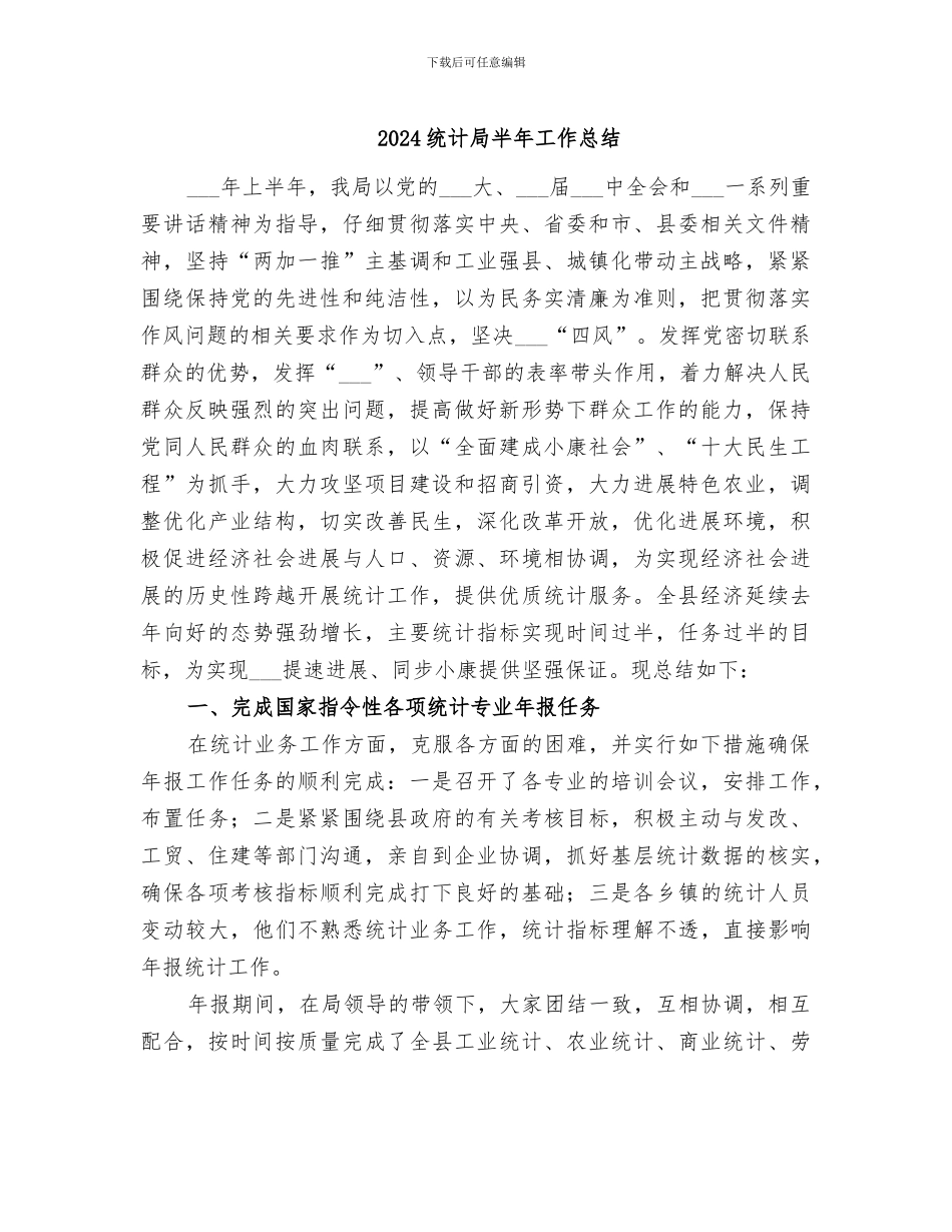 2024统计局半年工作总结_第1页