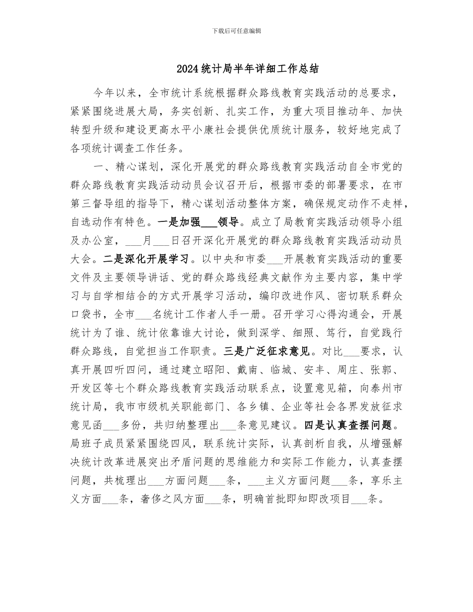 2024统计局半年详细工作总结_第1页