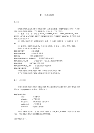 C++注册表编程