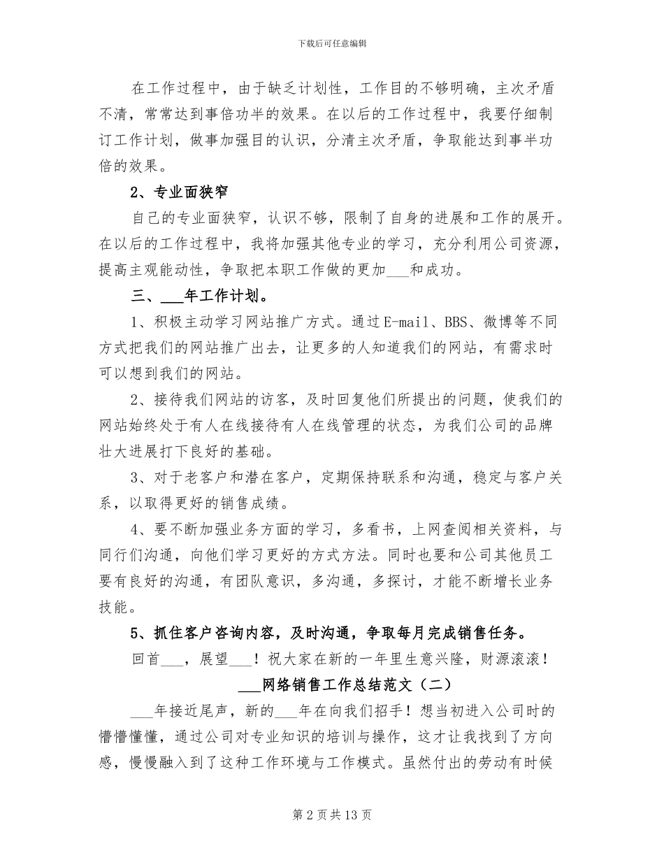 2024网络销售工作总结_第2页