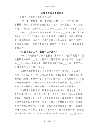 2024老年协会工作总结