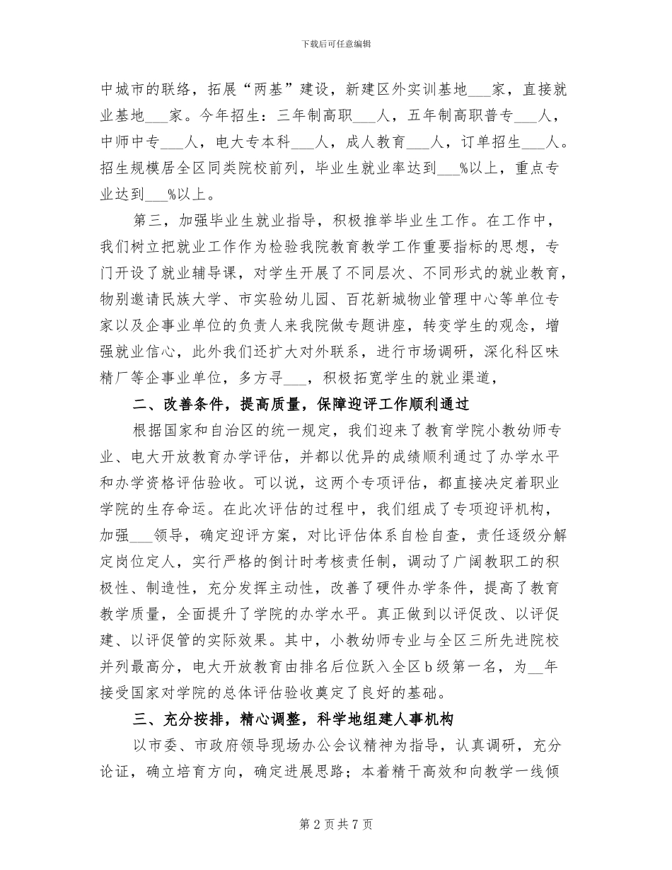 2024职业学院工作总结_第2页