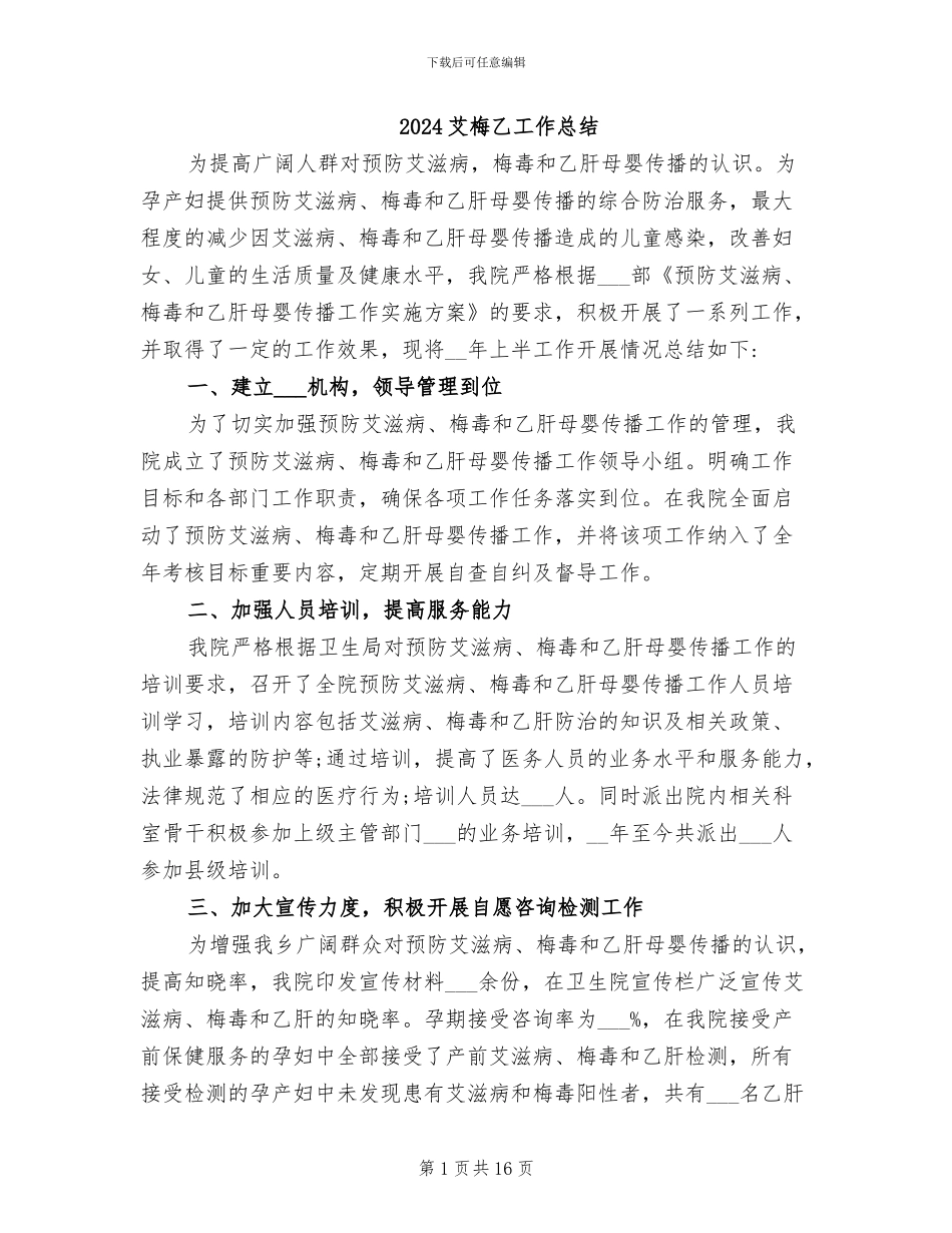 2024艾梅乙工作总结_第1页