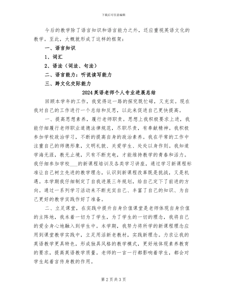2024英语教学教师工作总结_第2页