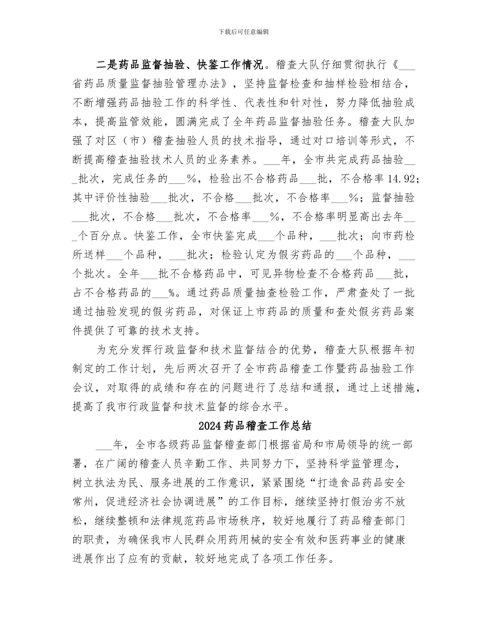 2024药品稽查大队工作总结_第2页