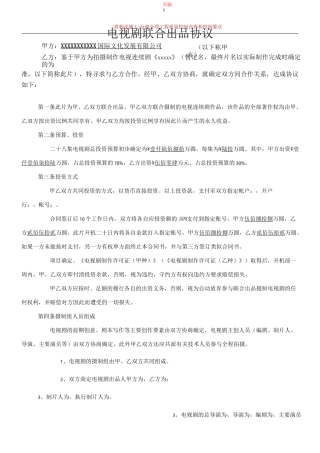 电视电影联合出品协议