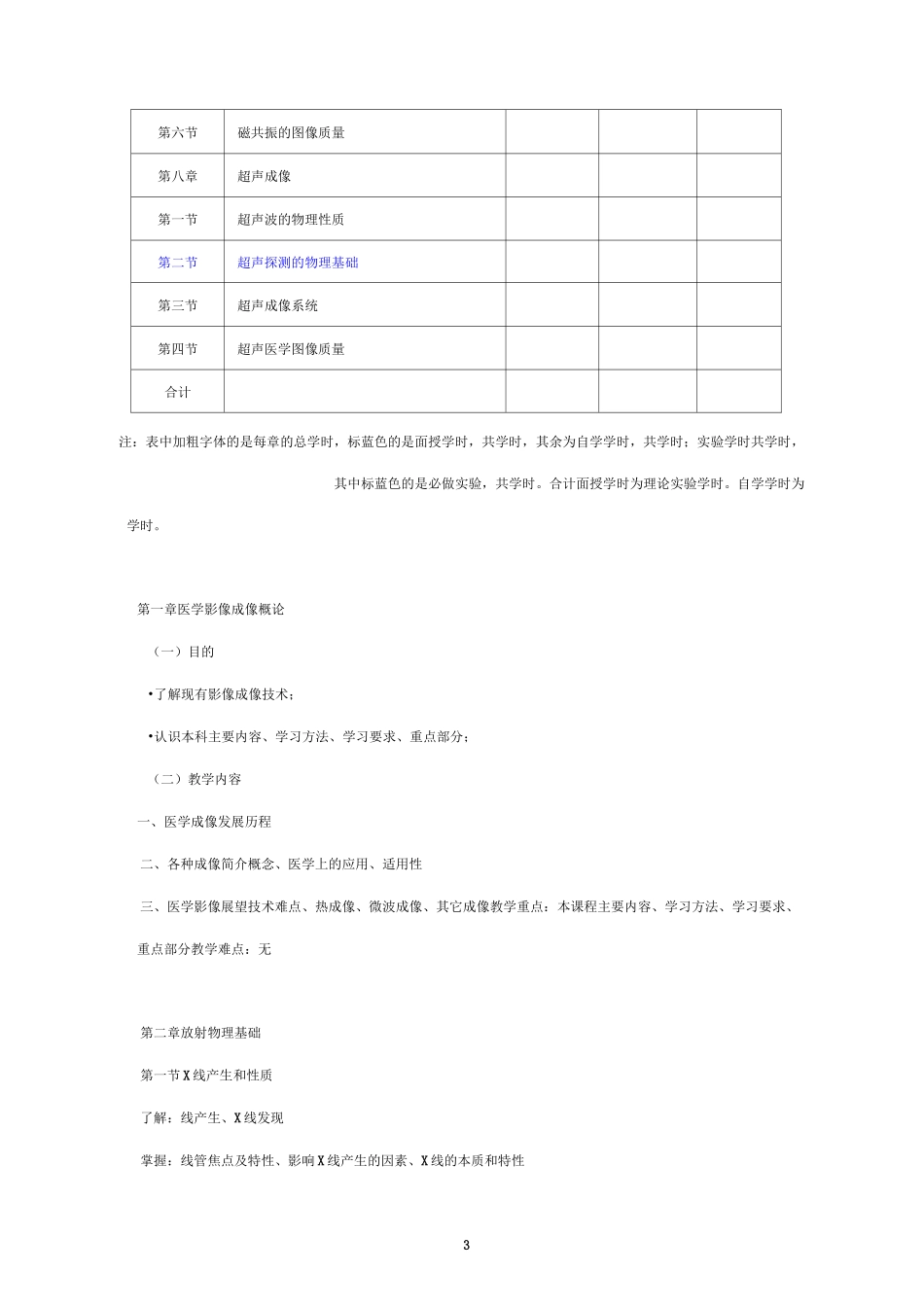 医学影像成像原理教学大纲_第3页