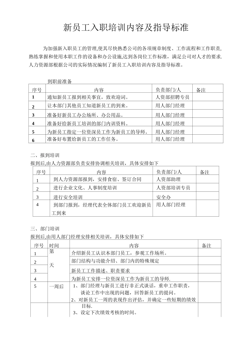 新员工岗前培训内容及指导标准_第1页