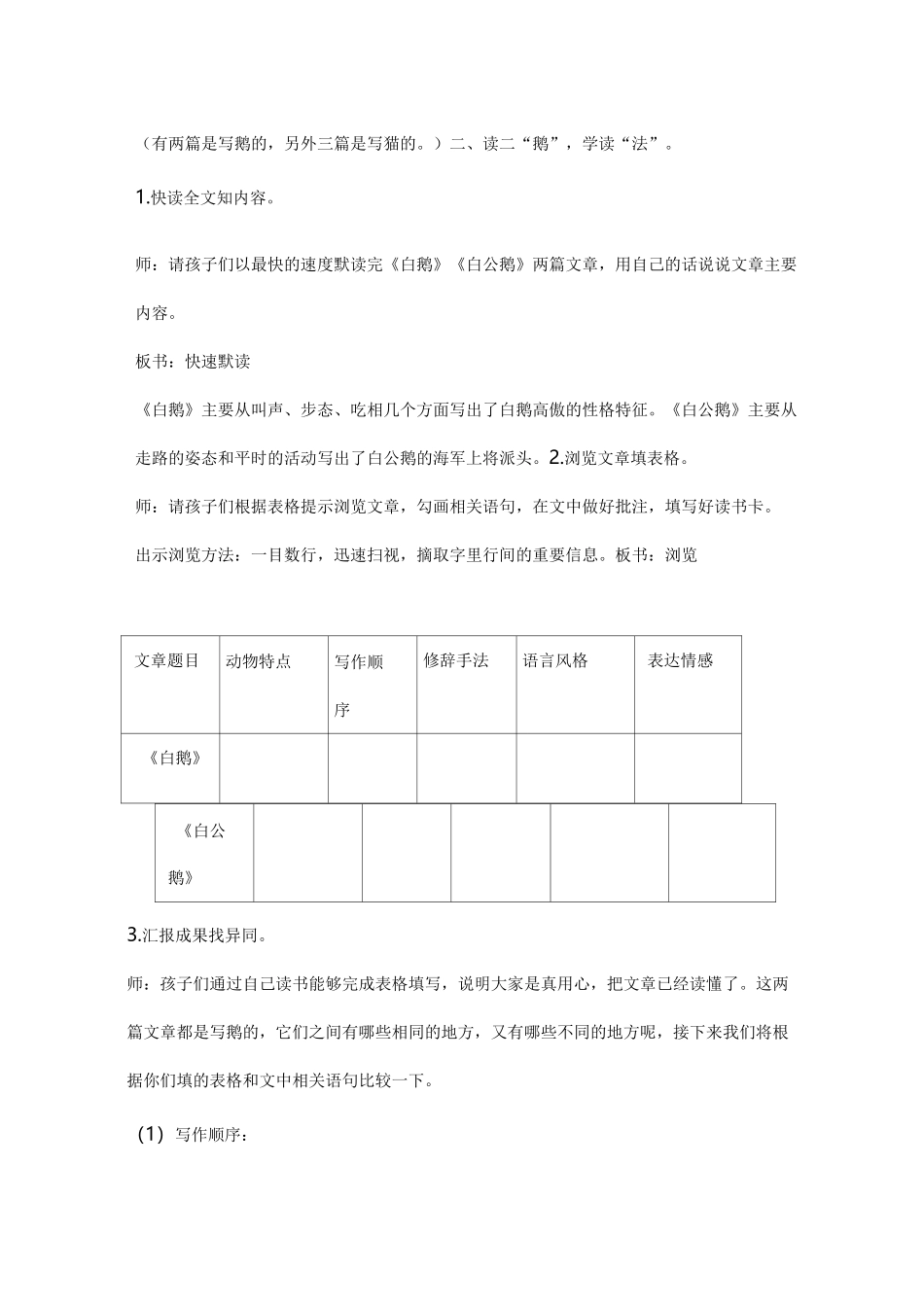 “群文阅读·同题对比学写法”之“作家笔下动物”教学设计_第3页
