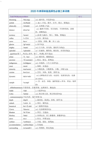 2020译林版高中英语选择性必修三单词表