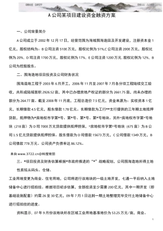 公司项目建设资金融资方案