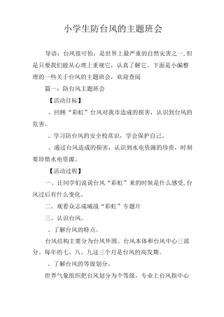小学生防台风的主题班会