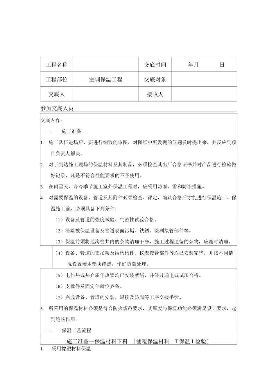 空调管道保温技术交底_第1页