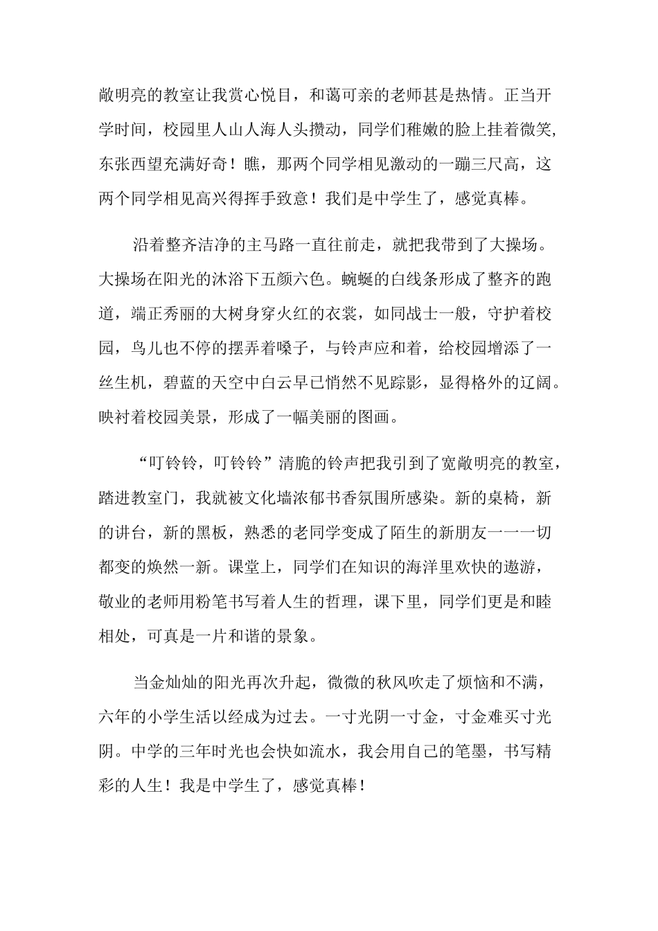 我是中学生了,感觉真棒作文_第3页