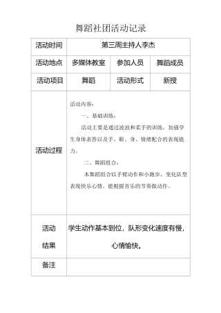 舞蹈社团活动记录