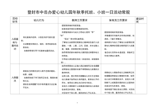 托、小班秋季一日活动常规