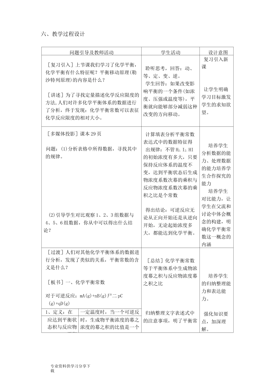 化学平衡常数教学设计_第2页