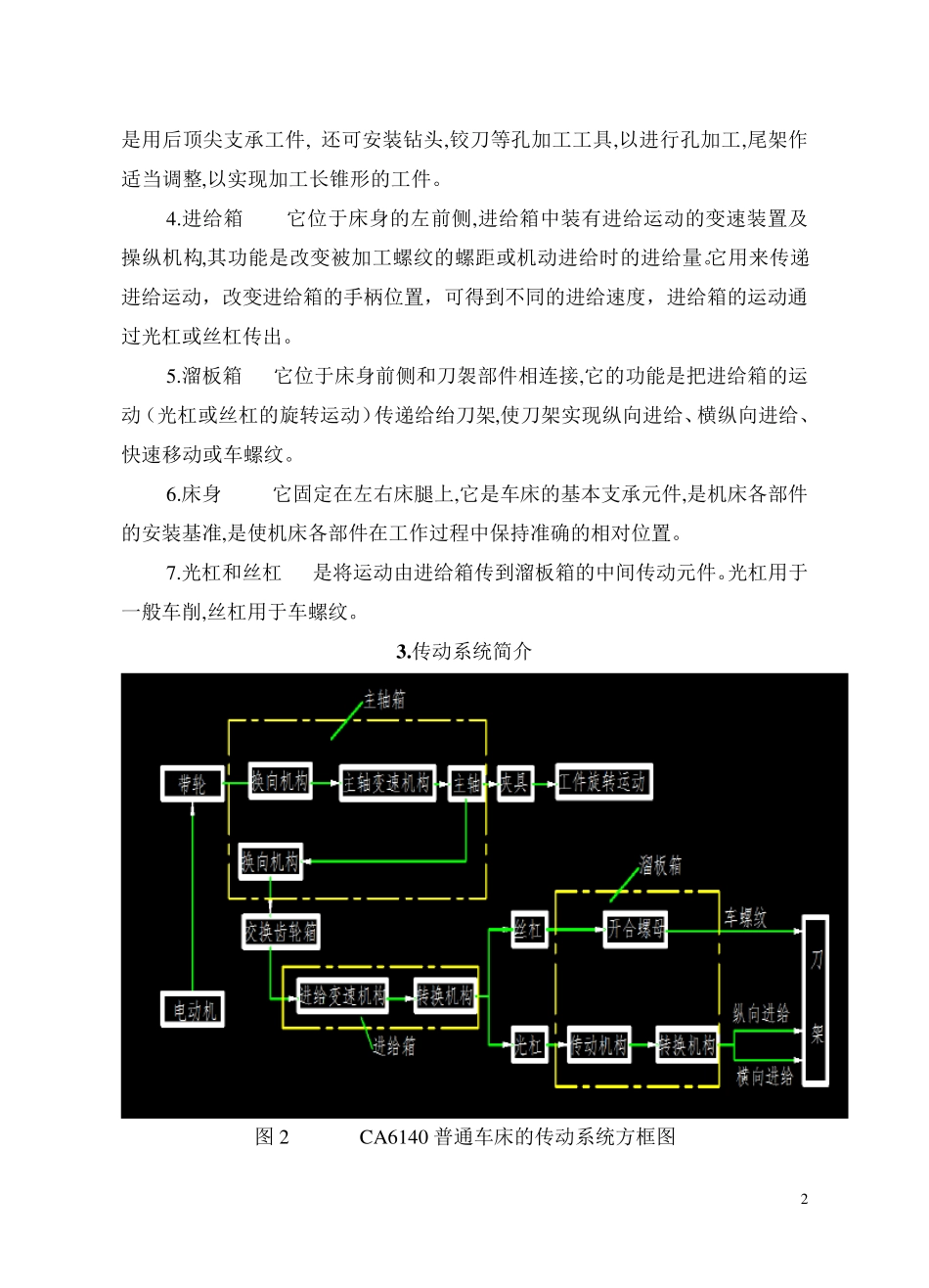 CA6140普通车床传动系统分析与结构组成分析_第2页